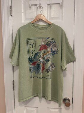 Urban Outfitters Green Oversized Koi Tee (Size L-XL)
